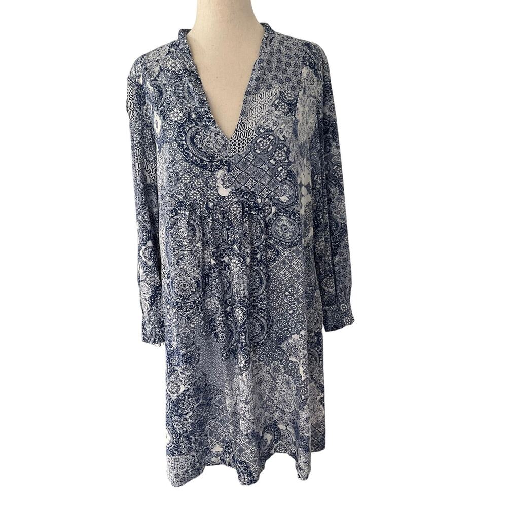 H&M Blue Paisley Mini Dress Women Size Small | 4-23